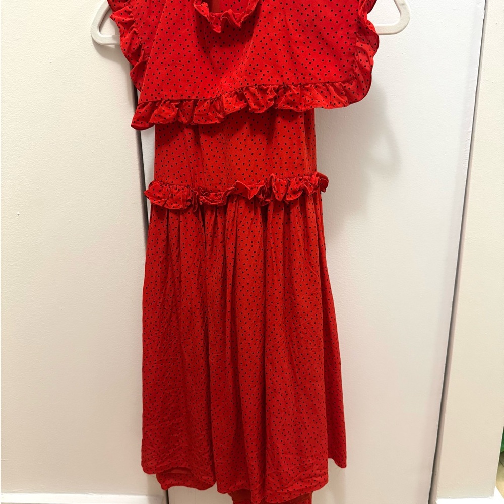 New BALENCIAGA Silk Polka Dot Red Dress Size 38 $1665